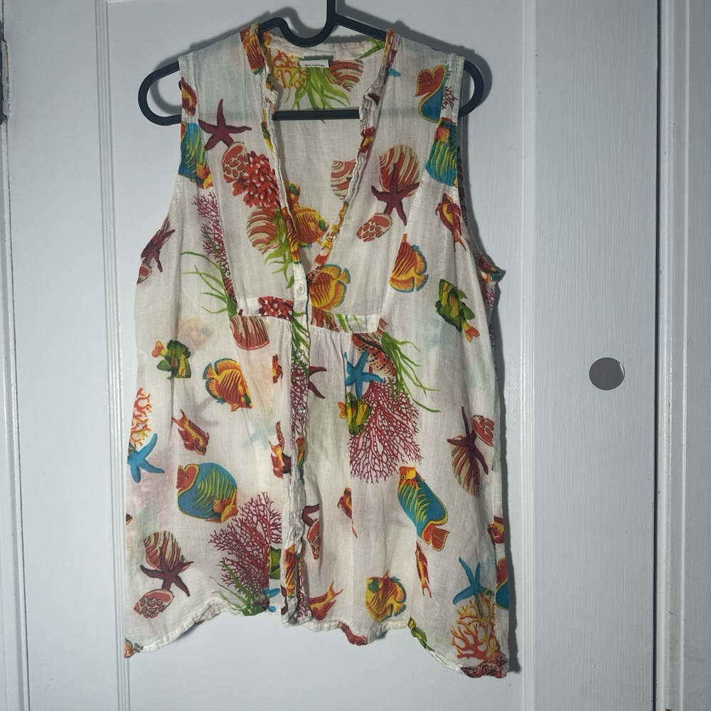 Colorful Sea Life Print Women's Top